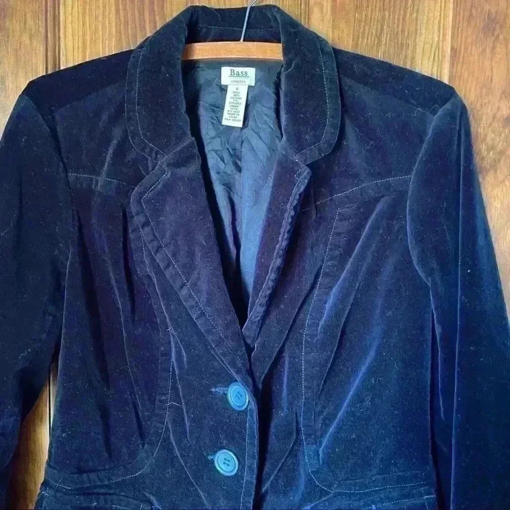G.H. Bass &Co. Stretch Black Velvet  Blazer Size S - Picture 5 of 11